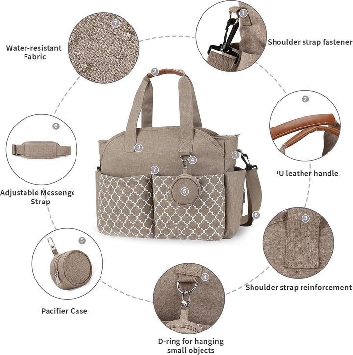 Wickeltasche Baby Gross, 13 Fächer Kinderwagen Windeltasche, Wasserabweisende Babytasche mit Schnull