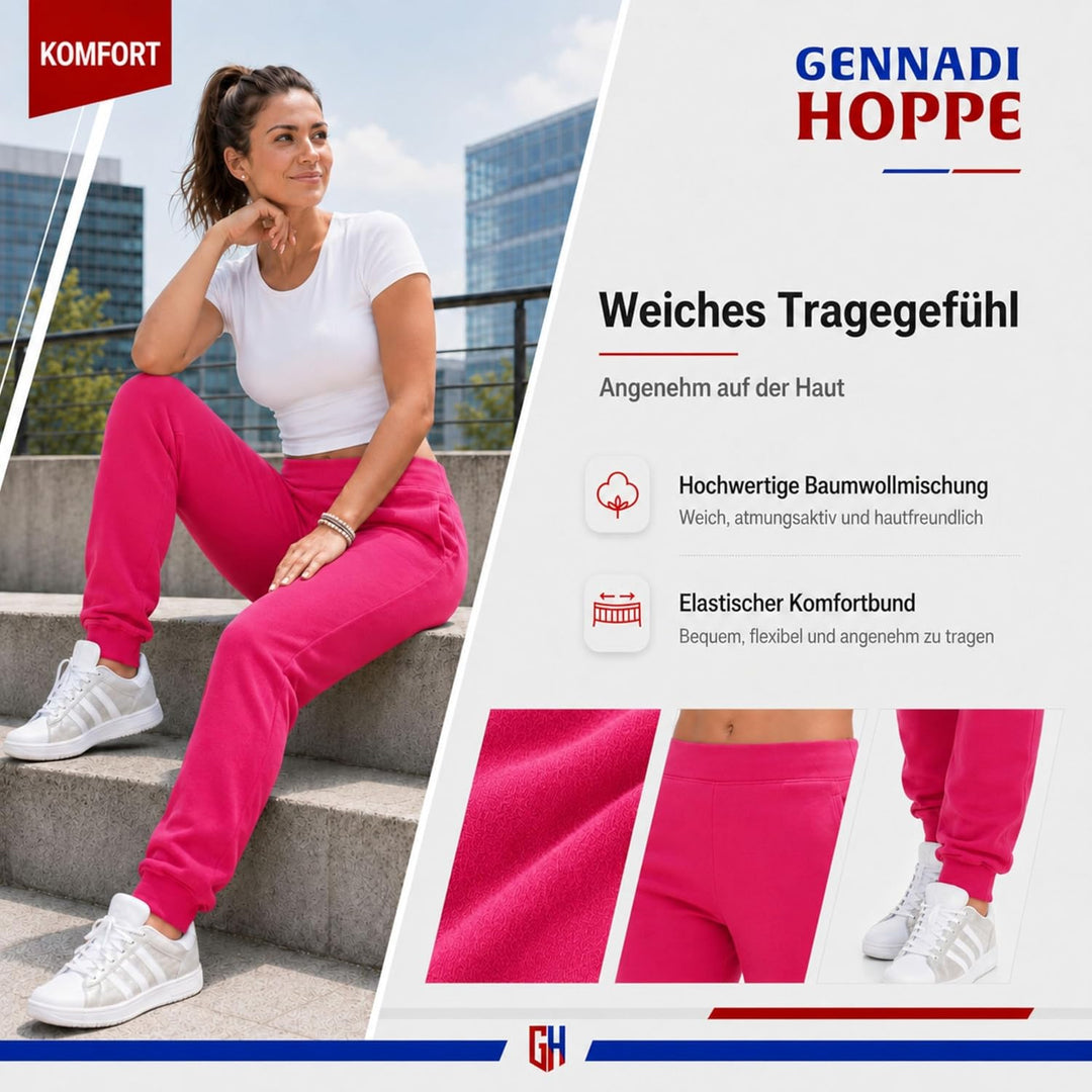 Gennadi Hoppe Damen Jogginghose Trainingshose Sweat Pants Sporthose Fitness Hose XS Purpur-pink, XS