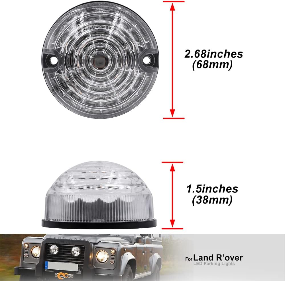 NSLUMO 8 Stueck 73mm Klare Linse Defender LED Licht Units Bernstein Anzeigeseitenlicht Hinterer Ansc
