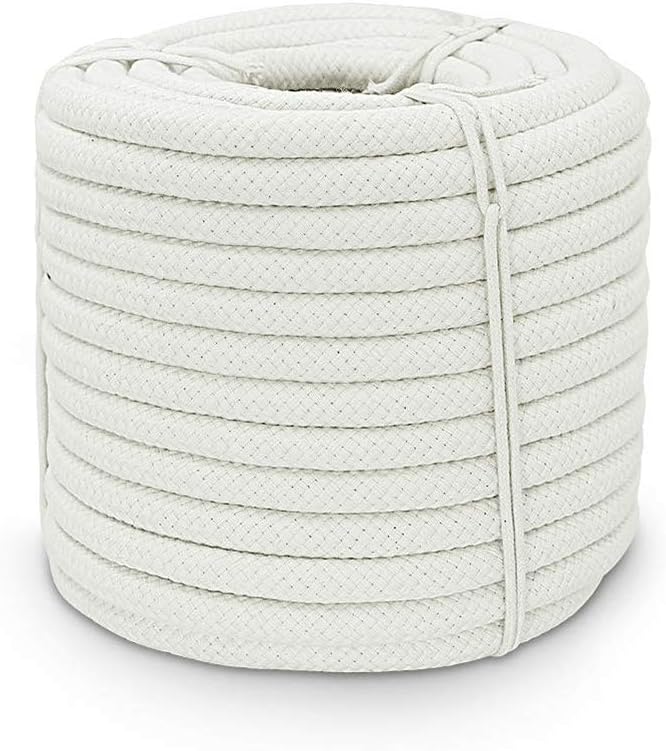 Aoneky Geflochtenes Baumwollseil 10/14/16mm, 15M/30M/60M - Makramee-Baumwollschnur aus Naturfasern f