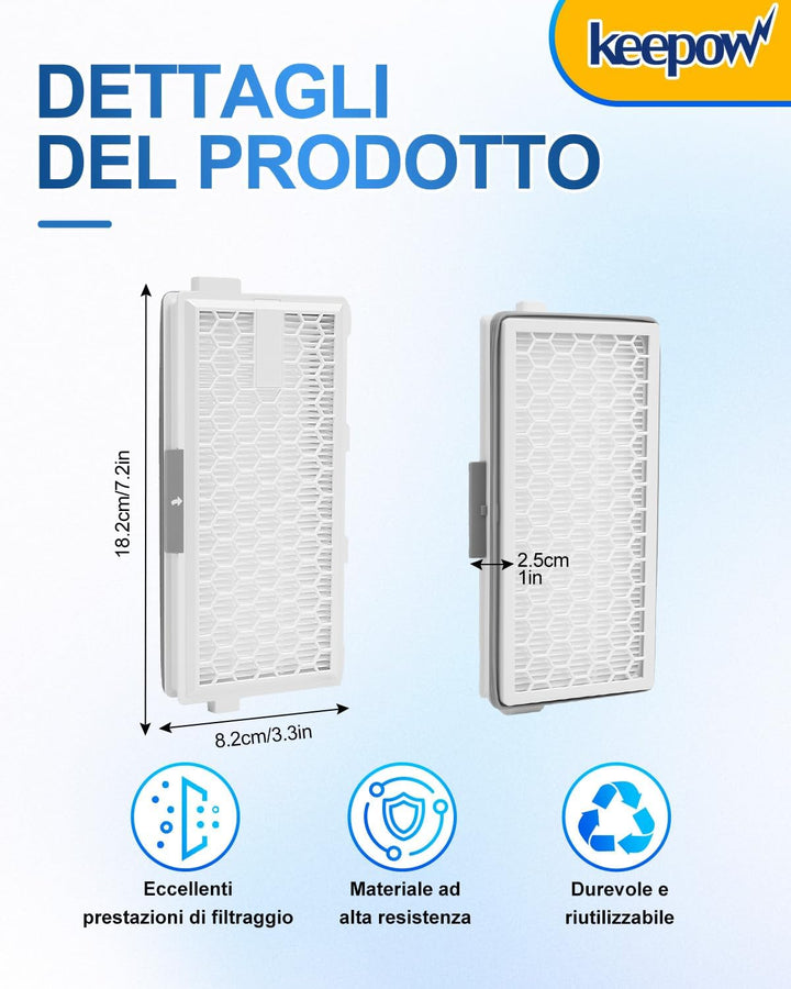KEEPOW 2+1 HEPA Airclean 50 Filters für Miele Complete C3 & C2, Compact C1 & C2, S8340, Ideales HEPA