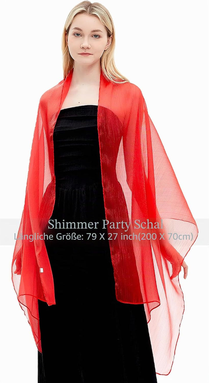 Gragengs Damen Schals und Wraps für Abendkleider Leichte Sheer Crepe Tücher Shimmer Hochzeit Party S