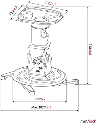 Amer AMRP100 Projektorhalterung Deckenhalterung Weiss (180 °, 360 °, 0 – 180 °, 170 mm, 218 mm, 170
