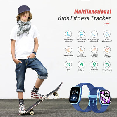 HENGTO Fitness Tracker für Kinder, IP68 wasserdichter Aktivitäts Tracker, Schrittzähler, Herzfrequen