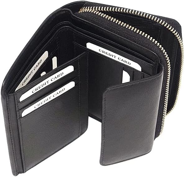 orso Bruno original schönes Damen Portemonnaie Leder schwarz Damengeldbörse mittelgross klein kompak