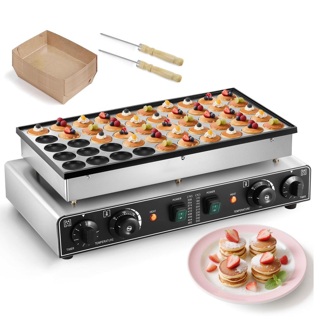 CGOLDENWALL 50 Loch Pfannkuchenmaschine Kommerzielle, Elektrischer Mini-Pfannkuchenbäcker mit Antiha