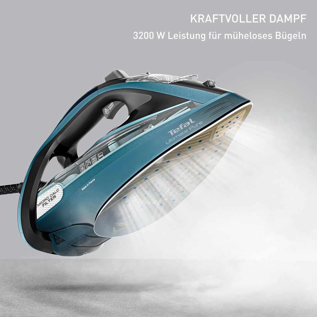 Tefal Ultimate Pure Dampfbügeleisen, 3200 Watt, kraftvoller Dampf, 300 g/Min. extra Dampfstoss, Auto
