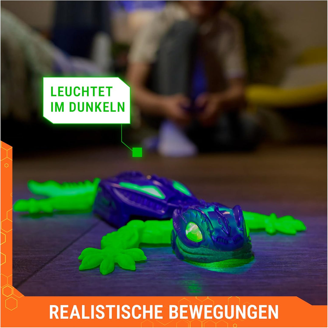 HEX BOTS – Wandflitzer Gecko Glow-in-The Dark, RC-Gecko mit LED-Augen & Glow-in-The-Dark-Beinen, das