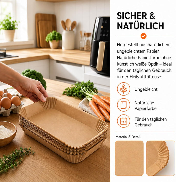 240 Stück Airfryer Backpapier kompatibel mit Philips Airfryer 4000 Series NA460/NA462 10 L – Heisslu