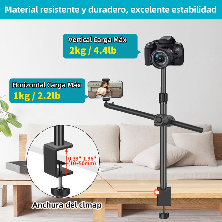 JEBUTU OS02 Kamera Tischstativ Overhead Stativ, 31-97cm verstellbar Kamera Tischhalterung für Kamera