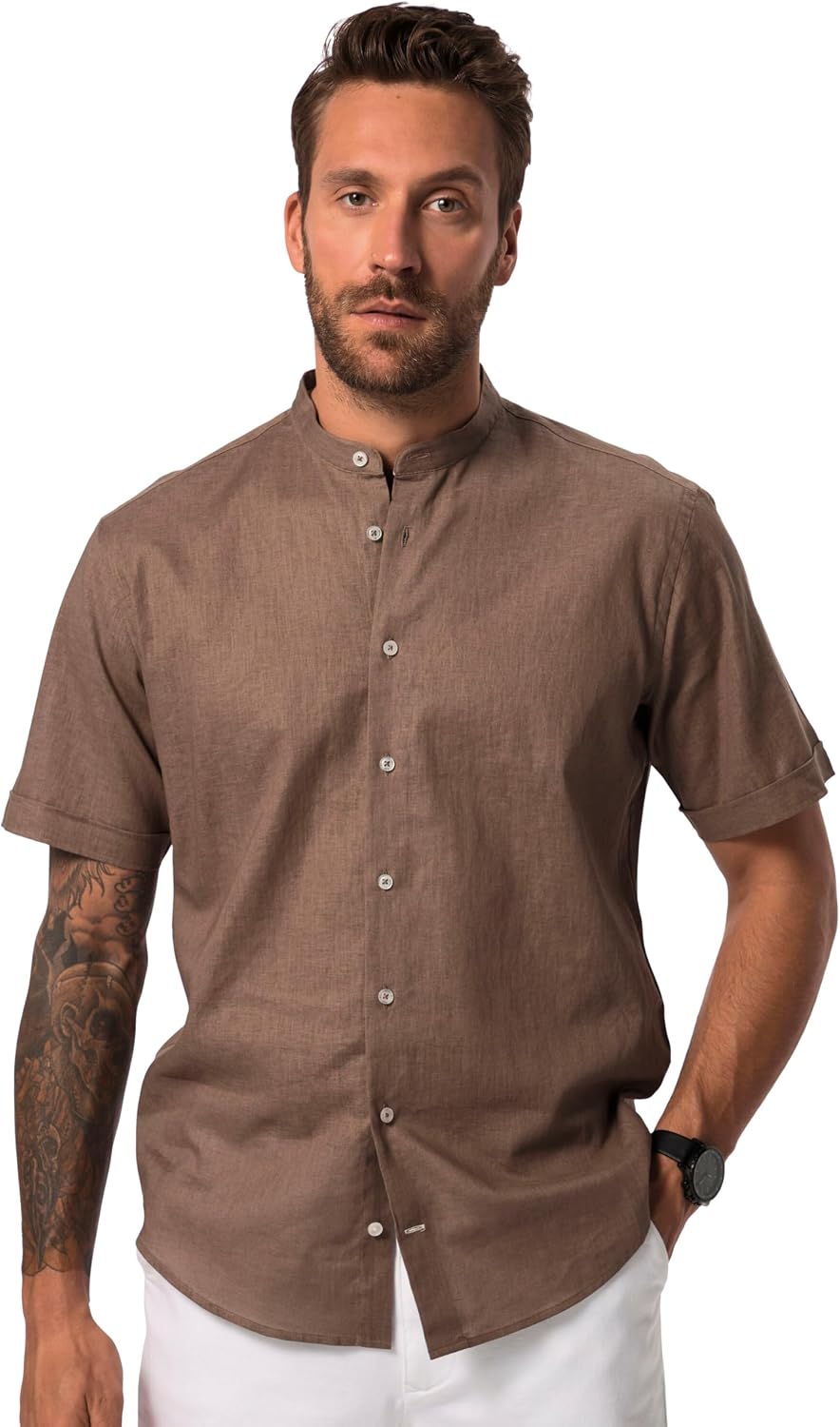 JP 1880 Herren Hemd 7XL Braun Grau, 7XL Braun Grau