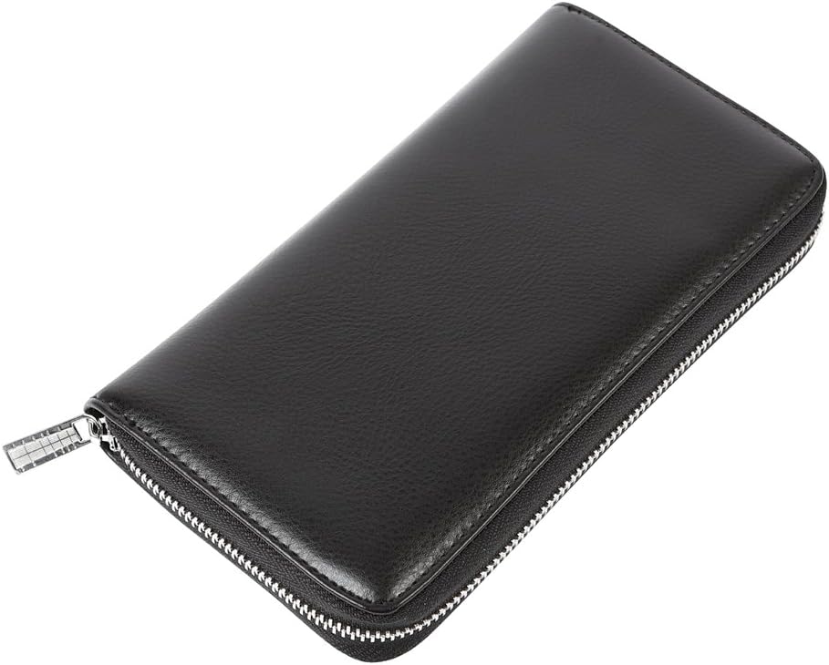 Cynure RFID-blockierender Kartenhalter für Damen, 36 Fächer, gross, lang, Leder, Reissverschluss, Sc