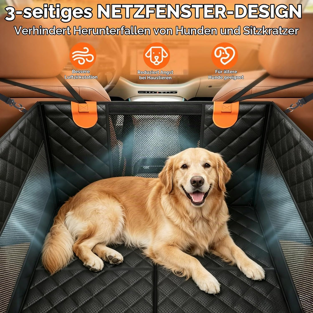 Nobleza Hundeautositz L72 x B58 x H55cm Schwarz | Rücksitzverlängerung Verstärkt für Mittlere Hunde