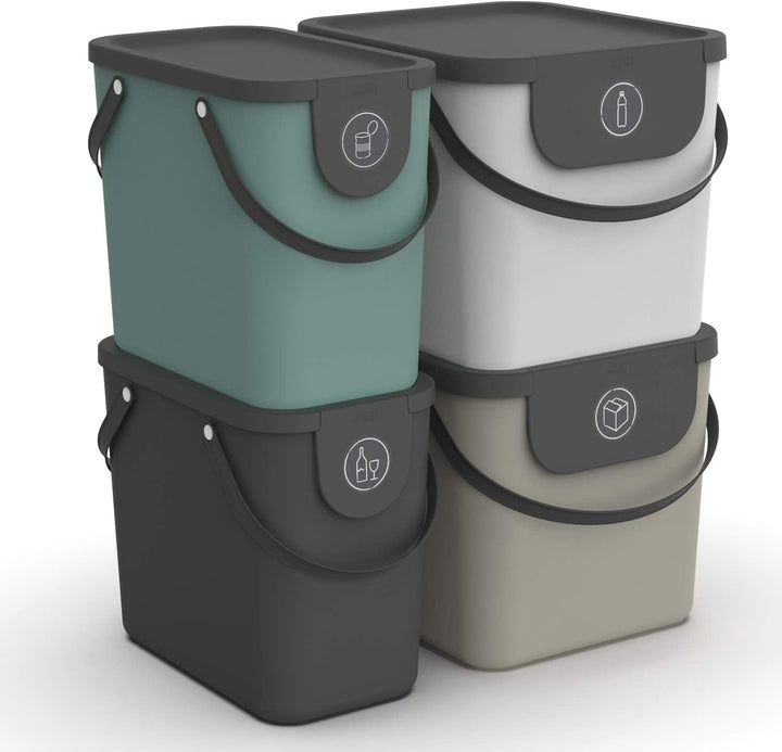 Rotho Albula 4er-Set Mültrennungssystem 2x25l + 2x40l für die Küche, Kunststoff (PP) BPA-frei, mehrf