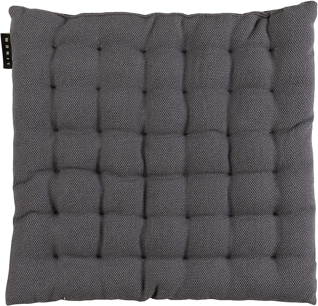 Linum Pepper Elegantes Sitzkissen 40x40 cm, 100% Baumwolle, Maschinenwaschbar, Granitgrau 40x40cm Gr