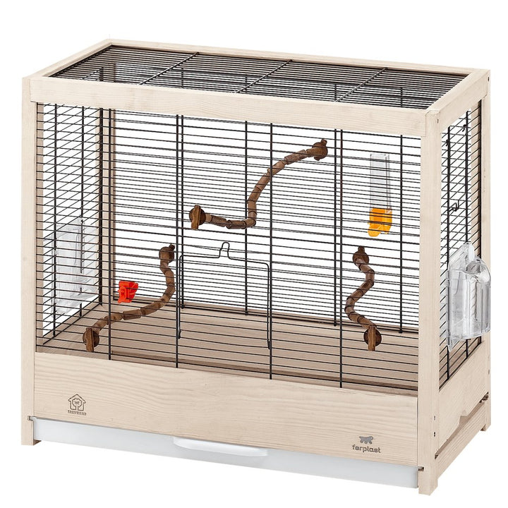 Ferplast Vogelkäfig Wellensittich Käfig Exotenkäfig, inkl. Vogelspielzeug, Vogel-Futternapf, Vogel-S