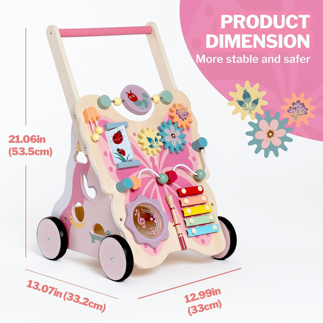 Giant bean Lauflernwagen Holz für Mädchen und Jungen,Schmetterlingsform Baby Lauflernhilfe, Baby Wal
