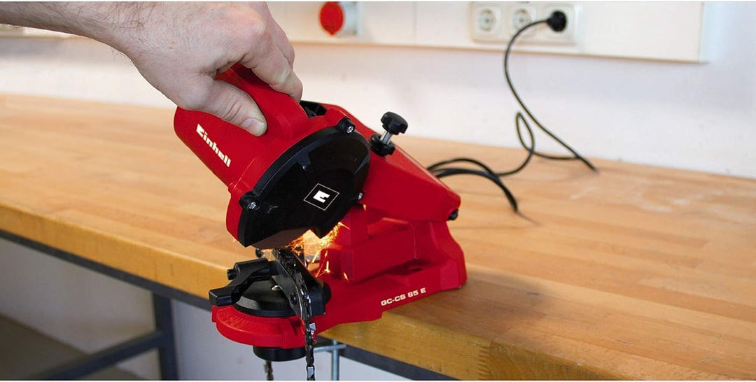 Einhell Sägekettenschärfgerät GC-CS 85 E (85 W, 5500 min-1, Schleifwinkeleinstellung m. Skala, Kette