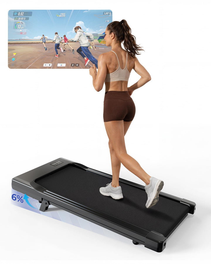 MJWW Walking Pad mit Steigung 6%, Laufband für Zuhause &amp; Büro 136 KG mit Smart App 6 km/h &amp; 12 km/h,