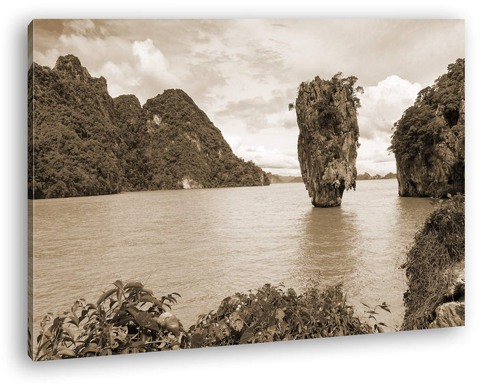 deyoli exotische Inseln in Thailand Format: 80x60 Effekt: Sepia als Leinwand, Motiv fertig gerahmt a