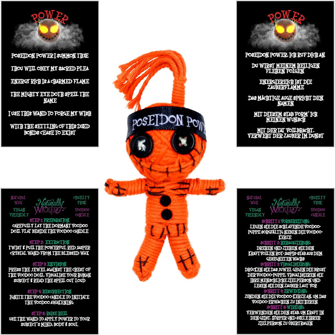 Naturally Wicked Voodoo Macht Kerze | Inc Voodoo Puppe & Kristallstab | Vegane Kristallzauberkerze