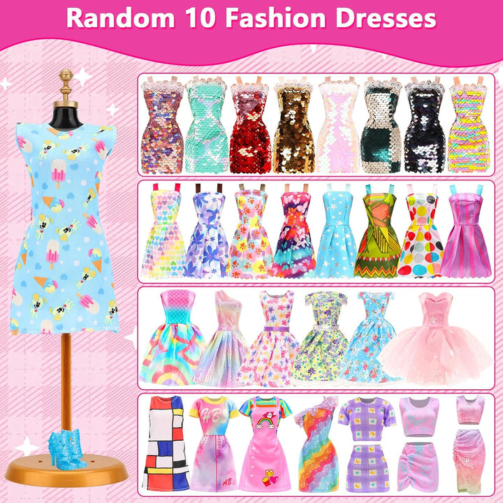 Miunana 63 Puppenkleidung Kleidung für Puppen = 15 Kleider 4 Tops Outfits 4 Hosen 3 Abendkleider 3 B