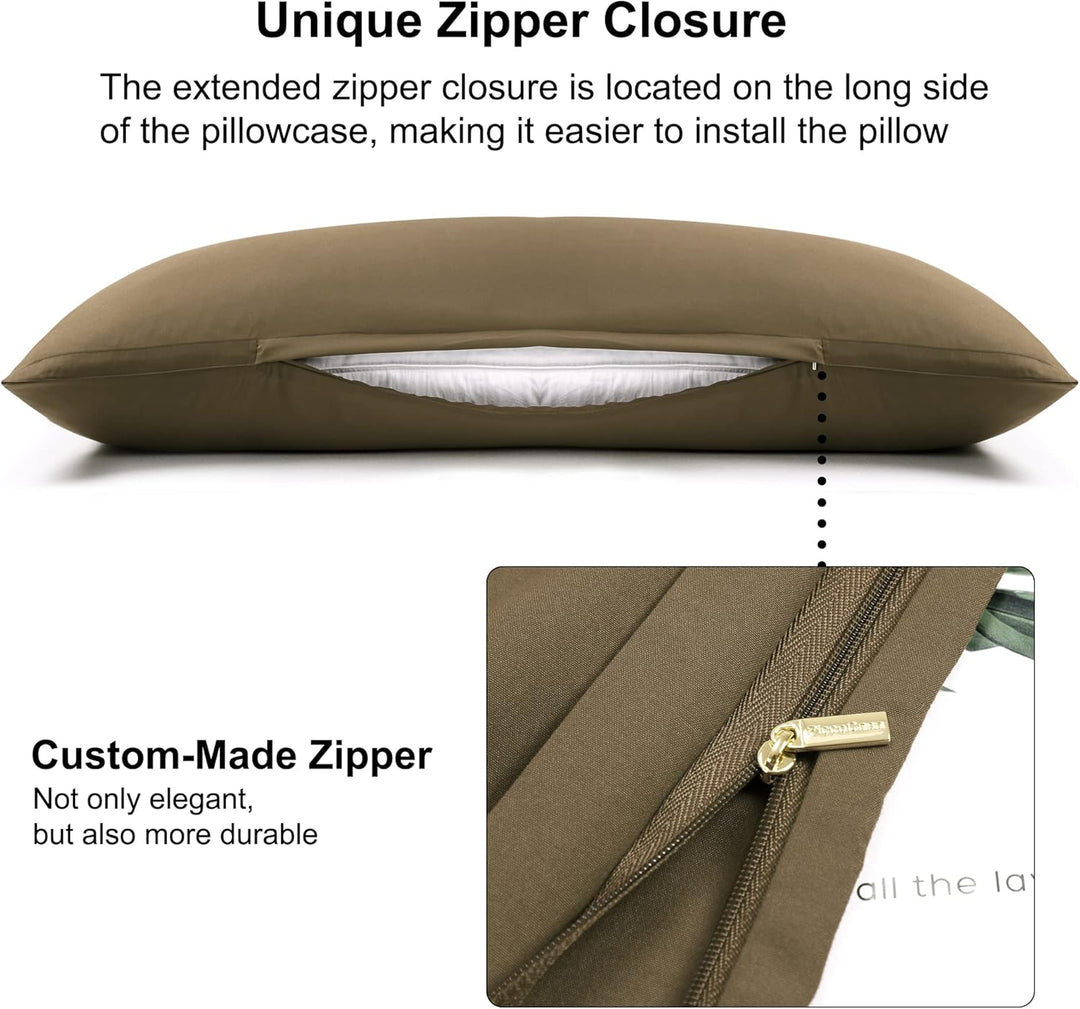PiccoCasa 2er Set Kissenbezug 50x160 cm Seitenschläferkissen Bezug Kopfkissenbezug lang mit Reissver