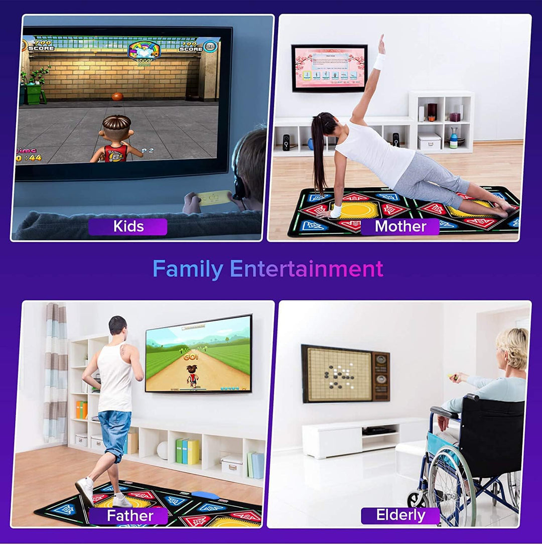 HDMI kabellose Doppel-Tanzmatte für Kinder & Erwachsene, mit Kamera & 64GB Speicher,1030 Spiele,650