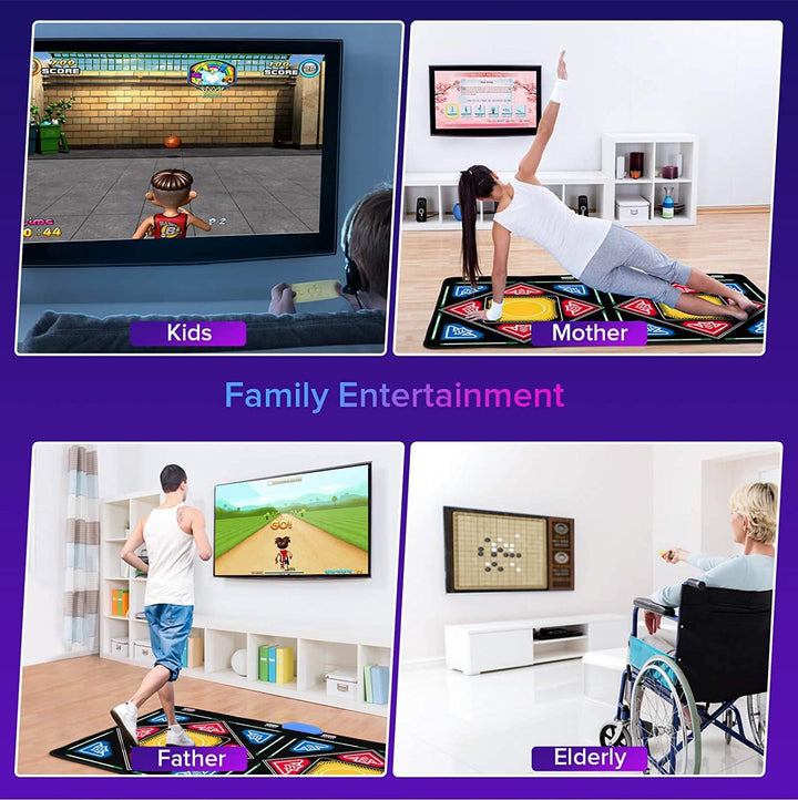 HDMI kabellose Doppel-Tanzmatte für Kinder & Erwachsene, mit Kamera & 64GB Speicher,1030 Spiele,650