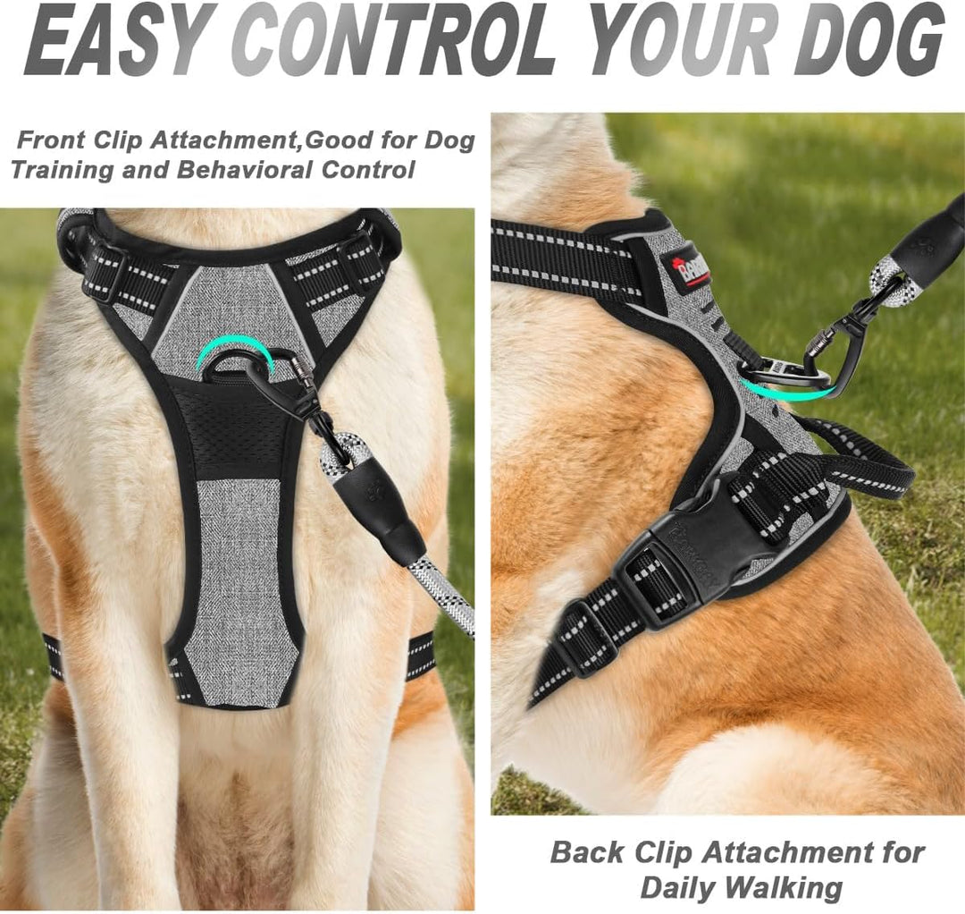 BARKBAY No Pull Dog Harness Front Clip Heavy Duty Reflective Easy Control Handle for Large Dog Walki