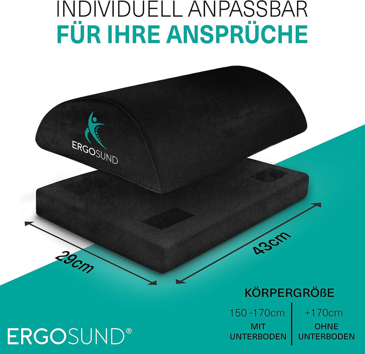 ERGOSUND Fussstütze Schreibtisch [TESTSIEGER] - Premium Schaumstoffkern - Höhenverstellbare Fussbank