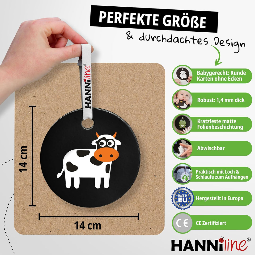 Kontrastkarten Baby [Made in EU] 20 Bilder 11 Karten Baby Spielzeug ab 3 Monate | mit Schlaufe, Elte