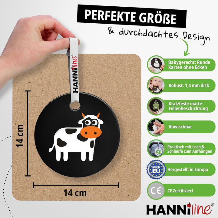 Kontrastkarten Baby [Made in EU] 20 Bilder 11 Karten Baby Spielzeug ab 3 Monate | mit Schlaufe, Elte