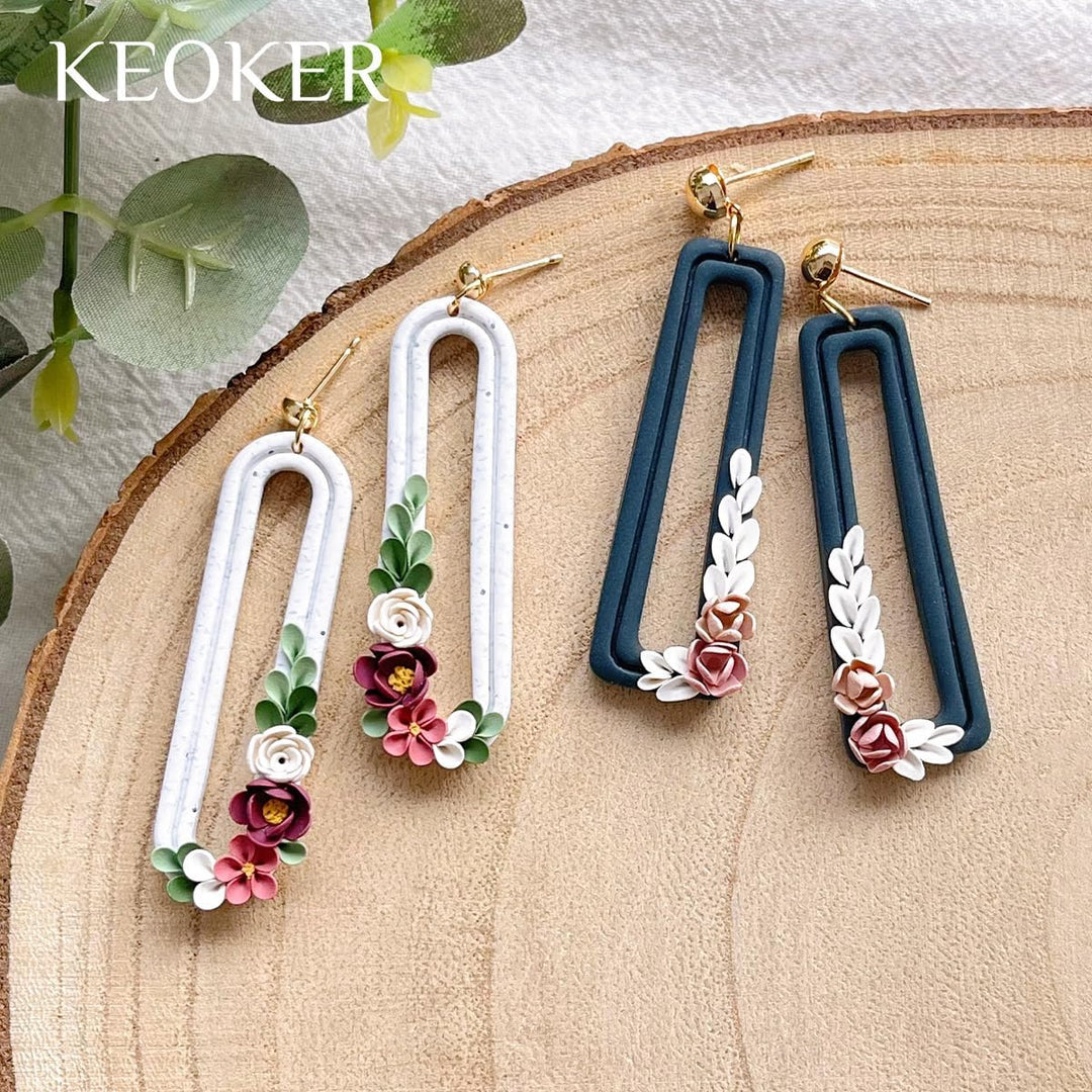 Keoker Organic Polymer Clay Cutters, 10 Shapes Extruded Polymer Clay Earring Cutters Boho Extrudiert
