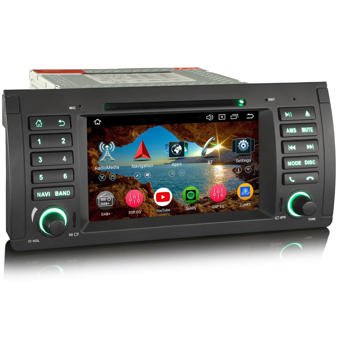 Erisin 8-Core 4+64GB Android 12 Autoradio Navi DAB+Carplay GPS DVD für BMW 5 Series X5 E53