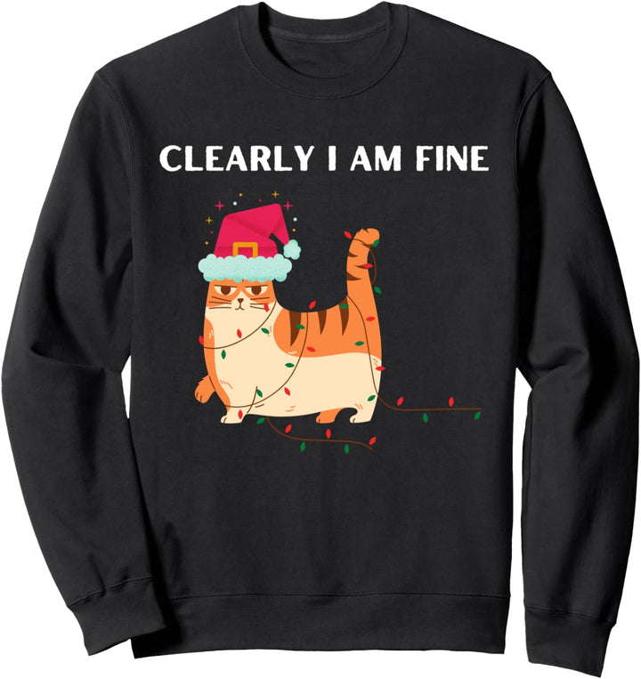 I'm Fine Everythings Fine Funny Christmas Lights Katze Sweatshirt