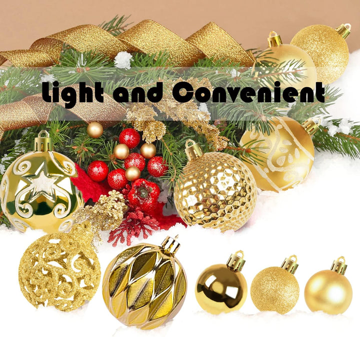 Ywlake Weihnachtskugel Ornamente Set für Weihnachtsbaum, 100-pcs Weihnachtsbaum Dekorationen Set Bru