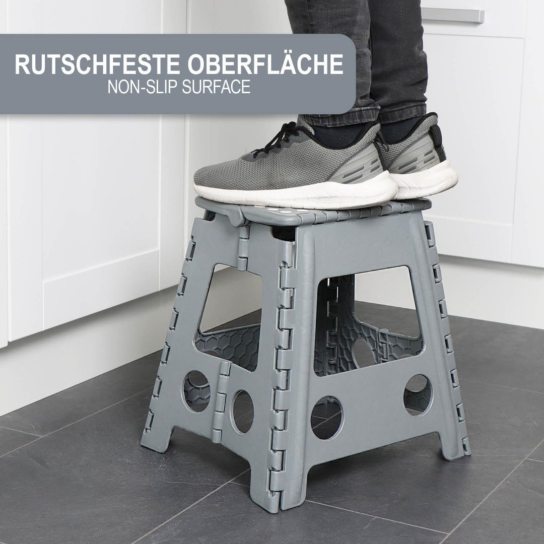com-four® Klapptritt mit Gumminoppen XXL - Faltbarer Tritthocker - tragbare Aufstiegshilfe für Haush