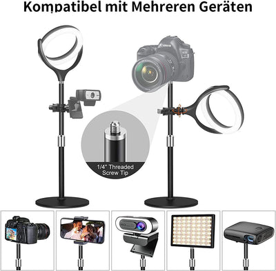 Ringlicht Laptop Videokonferenz Licht, LED Ringleuchte mit Stativ und Handyhalter für Handy & Webcam