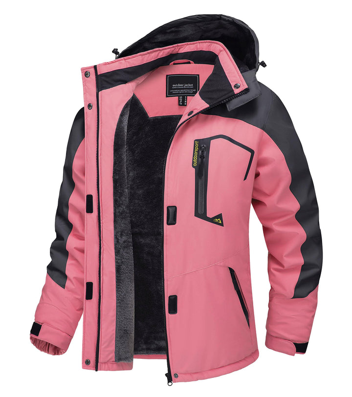 TACVASEN Damen Übergangsjacke Warm Winterjacke Gefüttert Wanderjacke Ski Jacket mit Wasserdichtem Re