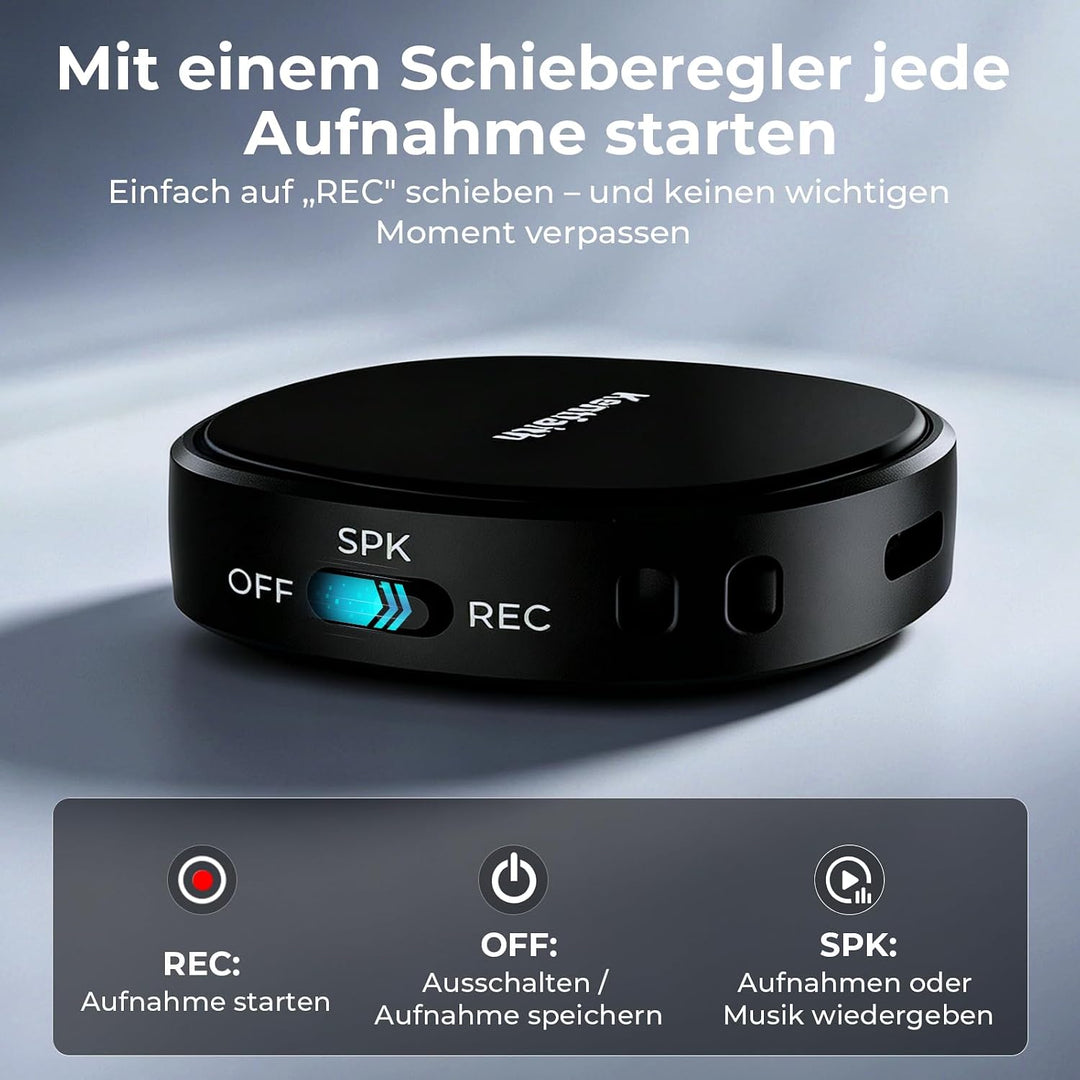 Kentfaith 128GB Magnetischer Diktiergerät, Diktiergerät Mini mit DSP-Rauschunterdrückung, 25 Stunden