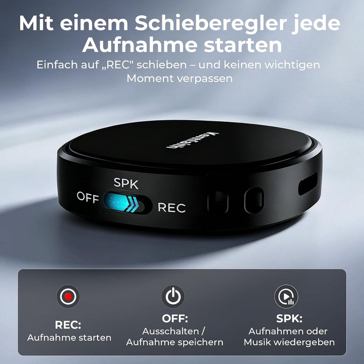 Kentfaith 128GB Magnetischer Diktiergerät, Diktiergerät Mini mit DSP-Rauschunterdrückung, 25 Stunden