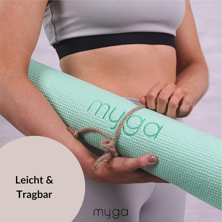 Myga Einsteiger-Yogamatte | Rutschfest &amp; Leicht zu tragen – 4 mm Dicke | Ideal für Yoga, Pilates, Me