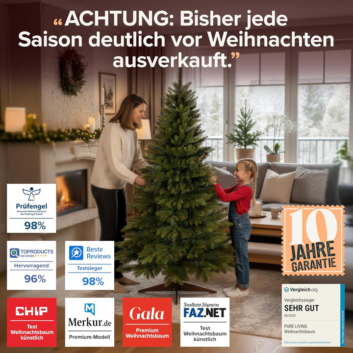 Premium Weihnachtsbaum künstlich 180cm TESTSIEGER - Naturgetreue Spritzguss Elemente, Made in EU - K
