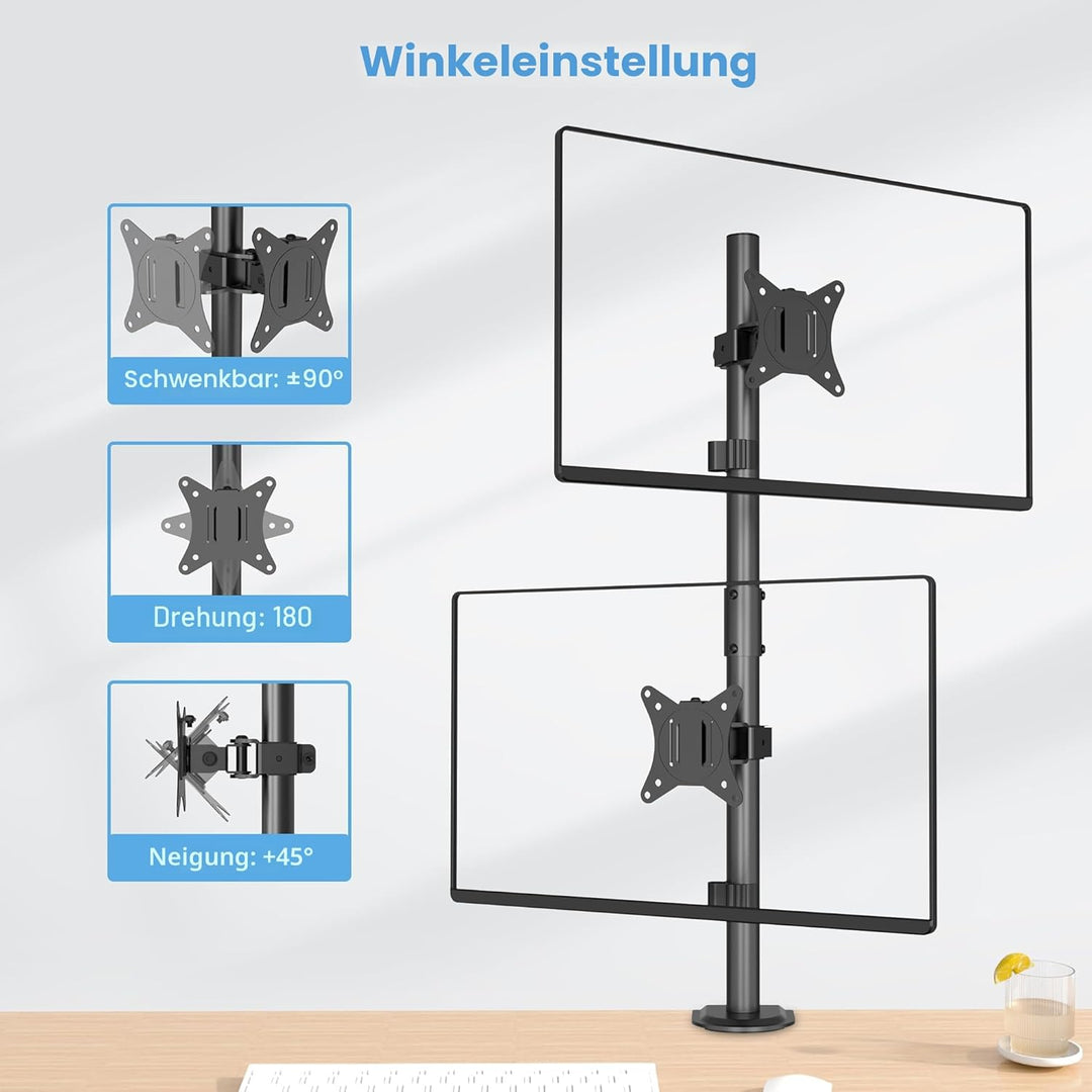 Monitor Halterung 2 Monitore übereinander für 17-35 Zoll Bildschirme,Max.12 kg, Bildschirmhalterung