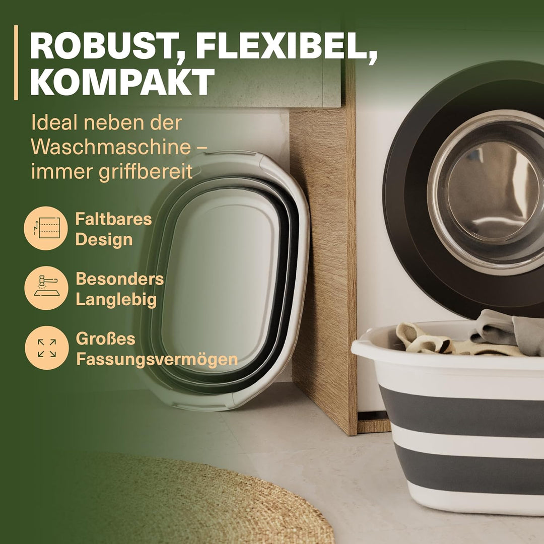 Wäschekorb 25L – Faltbar & platzsparend – Klappbarer Wäschesammler mit Griffen – Silikonkorb für Bad