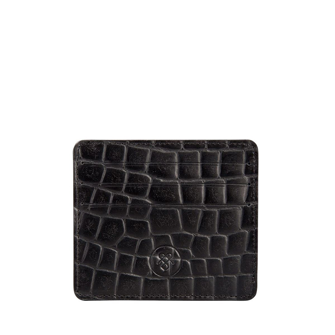 Maxwell Scott Herren Krokodil Optik Leder Kartenetui Marco in Schwarz Croco, Schwarz