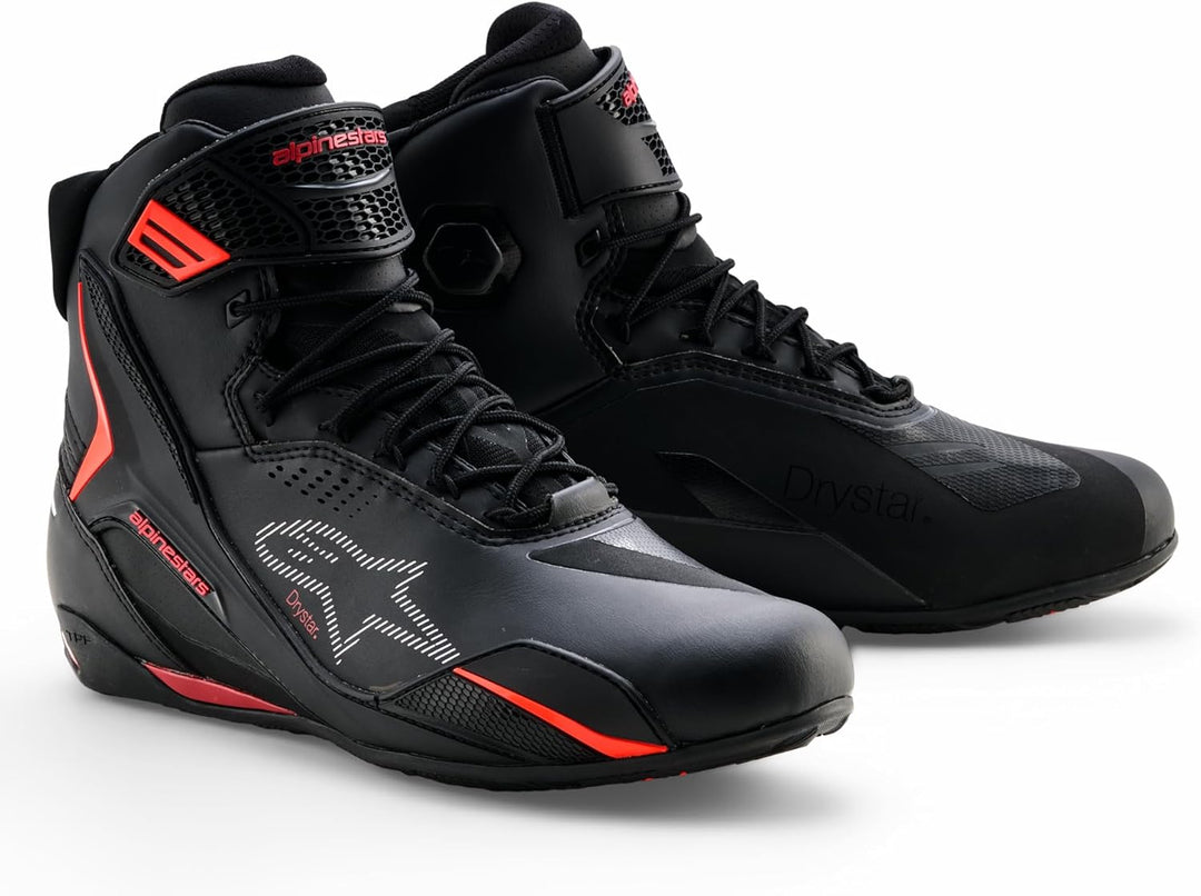 Alpinestars Faster 4 Drystar wasserdichte Motorrad Schuhe, schwarz/rot, 6.5 (38.5) Schwarz Rot 38.5