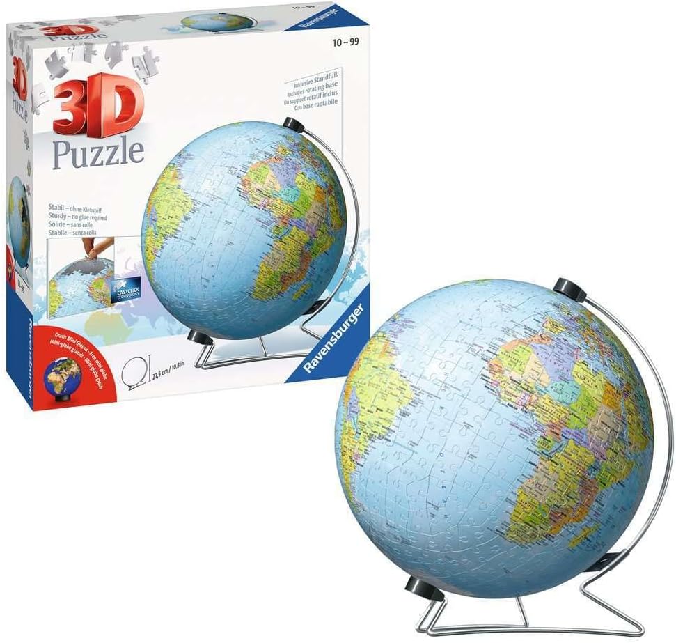 Ravensburger 3D Puzzle 11159 - Puzzle-Ball Globus in deutscher Sprache - 540 Teile - Puzzle-Ball Glo