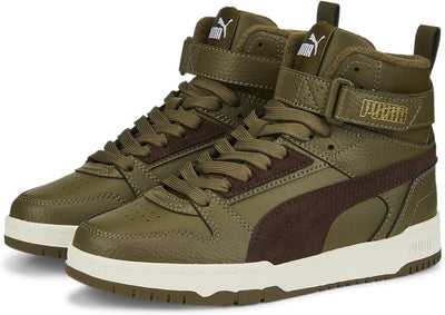 PUMA Unisex Kinder Rbd Game WTR Jr Sneaker 35.5 EU Deep Olive Dark Chocolate Puma Team Gold, 35.5 EU